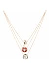 Shop_Vasundhara_Gold Plated Artificial Kundan Zehra Rhodolite Studded Layered Chain Necklace _at_Aza_Fashions