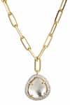 Vasundhara_Gold Plated Artificial Kundan Bahar Cz Studded Drop Chain Necklace _Online_at_Aza_Fashions