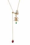 Shop_Vasundhara_Gold Plated Cz Gulnar Parrot Fish Chain Necklace _at_Aza_Fashions