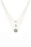 Shop_Vasundhara_Gold Plated Cz Husna Floral Layered Chain Necklace _at_Aza_Fashions