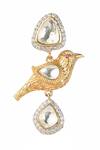 Vasundhara_Gold Plated Artificial Kundan Vani Bird Motif Earrings _Online_at_Aza_Fashions