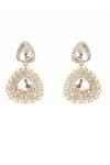 Shop_Vasundhara_Gold Plated Artificial Kundan Ishani Cz Embellished Earrings _at_Aza_Fashions