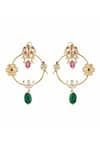 Shop_Vasundhara_Multi Color Artificial Kundan Avani Embellished Hoops _at_Aza_Fashions