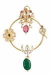 Vasundhara_Multi Color Artificial Kundan Avani Embellished Hoops _Online_at_Aza_Fashions