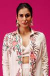 Rishi and Soujit_Ivory Bemberg Silk Embroidery Floral Vine Jacket Collared Neck And Pant Set _Online_at_Aza_Fashions