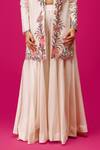 Buy_Rishi and Soujit_Ivory Bemberg Silk Embroidery Floral Vine Jacket Collared Neck And Pant Set _Online_at_Aza_Fashions