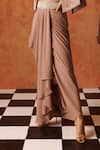 Buy_Rishi and Soujit_Brown Georgette Embroidery Floral Sweetheart Neck Corset With Draped Skirt _Online_at_Aza_Fashions