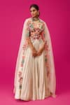 Buy_Rishi and Soujit_Ivory Waistcoat Organza Embroidery Thread Cutwork Lehenga Set _at_Aza_Fashions