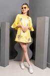 Hoity Moppet_Yellow Satin Embroidered Patchwork Mindy Hot Air Balloon Dress _Online_at_Aza_Fashions