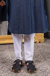 Hoity Moppet_Blue Denim Hand Painted Sherkhan Kurta With Pyjama _Online_at_Aza_Fashions