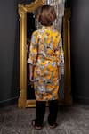 Shop_Hoity Moppet_Yellow Georgette Print Forest Vibe Kurta With Pyjama _at_Aza_Fashions