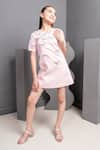 Buy_Hoity Moppet_Pink Satin Embroidered Bow Camille Dress _at_Aza_Fashions