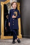 Hoity Moppet_Blue Suiting Crepe Embroidered Dragon Sherwani With Pant _at_Aza_Fashions