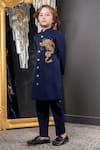 Buy_Hoity Moppet_Blue Suiting Crepe Embroidered Dragon Sherwani With Pant 