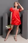 Buy_Hoity Moppet_Red Satin Embroidered Bow Emily Dress _at_Aza_Fashions