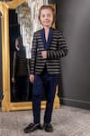 Buy_Hoity Moppet_Blue Jacquard Envie Blazer With Pant _at_Aza_Fashions