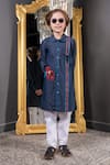 Buy_Hoity Moppet_Blue Denim Hand Painted Spidermen Far From Home Kurta With Pyjama _at_Aza_Fashions