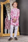 Buy_Hoity Moppet_Pink Georgette Embroidered Mirror Lace Florent Abstract Print Kurta With Pyjama _Online_at_Aza_Fashions