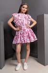 Buy_Hoity Moppet_Pink Georgette Embroidered Applique Florine Abstract Print Tiered Dress _at_Aza_Fashions