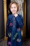 Hoity Moppet_Blue Cotton Silk Hand Painted Remote Controller Game Boy Kurta With Pyjama _at_Aza_Fashions