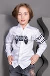 Buy_Hoity Moppet_White Crisp Cotton Hand Painted Remote Controller Gamer Zone Shirt _at_Aza_Fashions