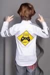 Shop_Hoity Moppet_White Crisp Cotton Hand Painted Remote Controller Gamer Zone Shirt _at_Aza_Fashions