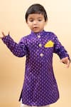 Buy_Kirti Agarwal - Pret N Couture_Purple Silk Woven Floral Butti Kurta With Churidar _Online_at_Aza_Fashions