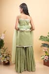 Shop_Kirti Agarwal - Pret N Couture_Green Gergette Embroidered Lace Sequin Work Kurta Sharara Set _at_Aza_Fashions