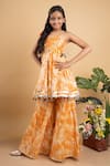 Buy_Kirti Agarwal - Pret N Couture_Orange Chanderi Silk Embroidered Mirror Kurta And Pant Set _at_Aza_Fashions