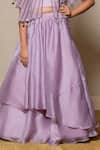 Kirti Agarwal - Pret N Couture_Purple Satin Organza Embroidery Bead Stripe Cape Skirt Set _Online_at_Aza_Fashions