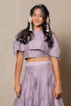 Kirti Agarwal - Pret N Couture_Purple Net Embroidery Sequin Crop Top And Lehenga Set _Online_at_Aza_Fashions