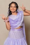 Buy_Kirti Agarwal - Pret N Couture_Purple Organza Satin Embellished Rhinestone Crop Top And Lehenga Set _Online_at_Aza_Fashions