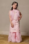 Buy_Kirti Agarwal - Pret N Couture_Pink Organza Embroidery Sequin Border Overlay And Kurta Set _at_Aza_Fashions