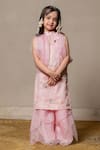 Shop_Kirti Agarwal - Pret N Couture_Pink Organza Embroidery Sequin Border Overlay And Kurta Set _at_Aza_Fashions