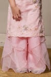 Kirti Agarwal - Pret N Couture_Pink Organza Embroidery Sequin Border Overlay And Kurta Set _Online_at_Aza_Fashions