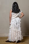 Shop_Kirti Agarwal - Pret N Couture_Off White Silk Satin Embroidery Bead Stripe Crop Top And Lehenga Set _at_Aza_Fashions