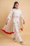 Buy_Kirti Agarwal - Pret N Couture_Off White Cotton Embroidery Mirror Elephant Cape Pant Set _at_Aza_Fashions