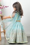 Shop_Kirti Agarwal - Pret N Couture_Blue Silk Pita Work Floral Lehenga Set _at_Aza_Fashions