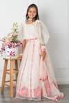 Kirti Agarwal - Pret N Couture_Off White Organza Embroidered Applique Floral Work Lehenga Set _Online_at_Aza_Fashions