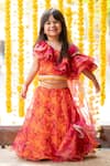 Buy_Kirti Agarwal - Pret N Couture_Orange Organza Embroidered Sequin Scribble Floral Print Lehenga Set _at_Aza_Fashions