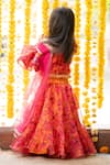 Shop_Kirti Agarwal - Pret N Couture_Orange Organza Embroidered Sequin Scribble Floral Print Lehenga Set _at_Aza_Fashions