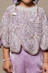 Buy_Kirti Agarwal - Pret N Couture_Purple Satin Silk Embroidered Sequin Pearl Cape And Plazzo Set _Online_at_Aza_Fashions