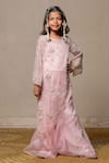 Buy_Kirti Agarwal - Pret N Couture_Pink Net Sequin Floral Kurta With Palazzo _at_Aza_Fashions