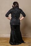 Shop_Kirti Agarwal - Pret N Couture_Black Net Beads Floral Beadwork Blazer Pant Set _at_Aza_Fashions