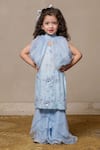 Buy_Kirti Agarwal - Pret N Couture_Blue Net Sequin Kurta Set With Overlay _at_Aza_Fashions