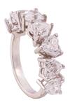 Buy_Prata_White Crystals Heart Shape Half Eternity Ring _at_Aza_Fashions