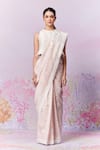 Moh India_Multi Color Pure Chanderi Silk Blush Blossom Saree With Unstitched Blouse Piece _Online_at_Aza_Fashions