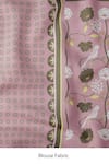 Thee Modern Roots_Pink Crepe Printed Floral Vine Saree With Unstitched Blouse Piece _at_Aza_Fashions