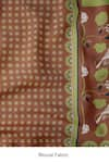 Buy_Thee Modern Roots_Brown Crepe Printed Bloom Saree With Unstitched Blouse Piece 