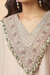 Anamika Khanna_Pink Embroidered Sequins Kaftan V Neck Yoke _at_Aza_Fashions